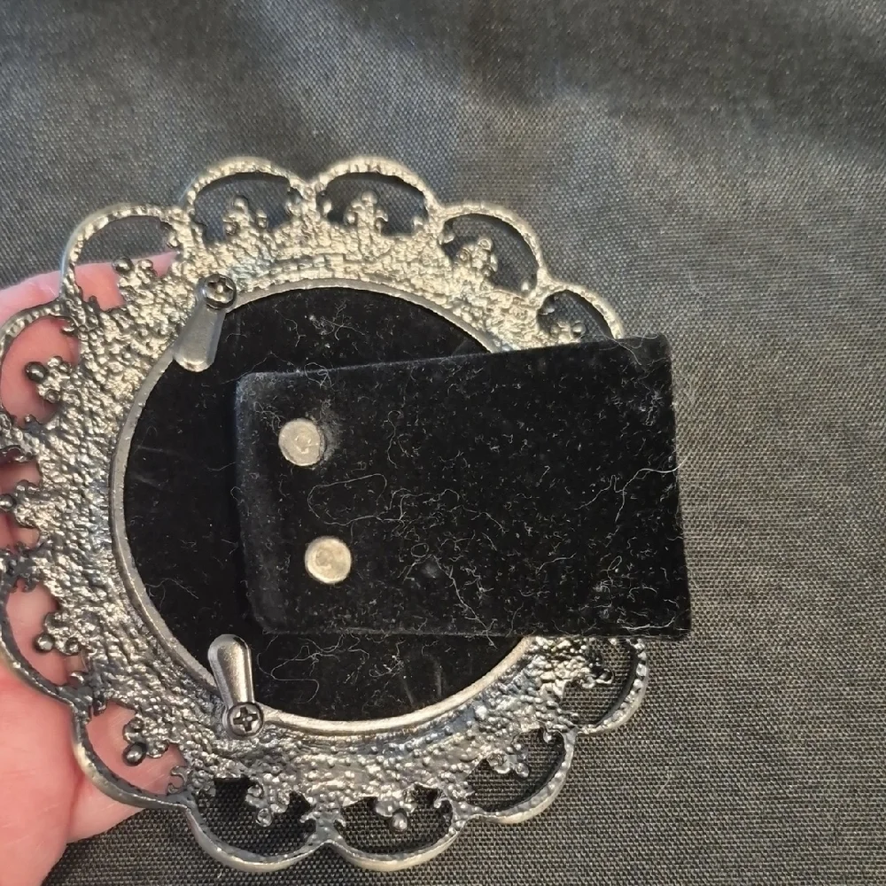 Vintage Silver and Red Rhinestine Decorative Mini RoundFrame